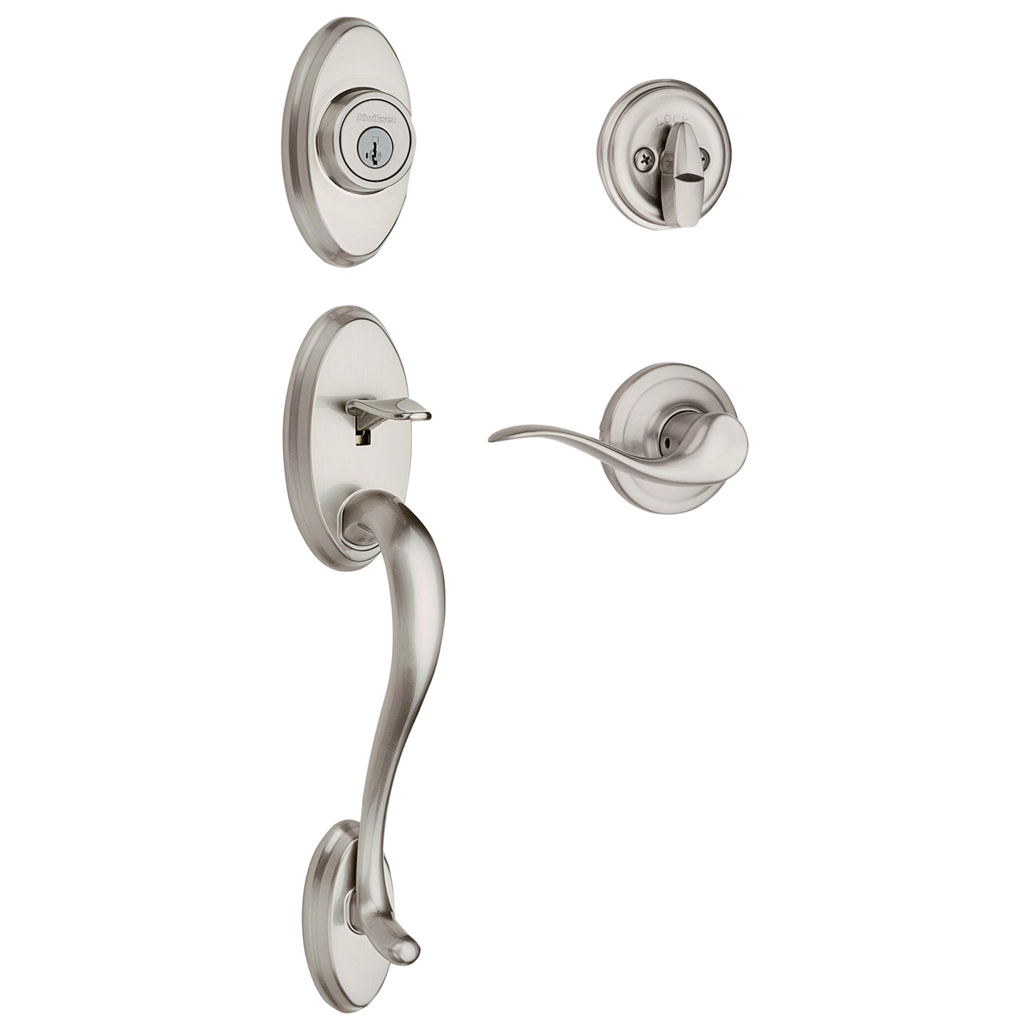 Kwikset Signature Series Shelburne Satin Nickel Single-Cylinder Deadbolt Keyed Entry Door Handleset with Tustin Lever and Smartkey 800SEXTNL 15 SMT CP