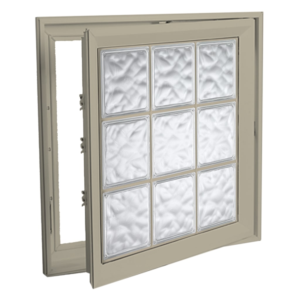 Hy-Lite Wave 21-1/2-in x 21-1/2-in x Tan Right-Handed Vinyl Casement Window Tempered Glass with Grids ( Full Screen Included )