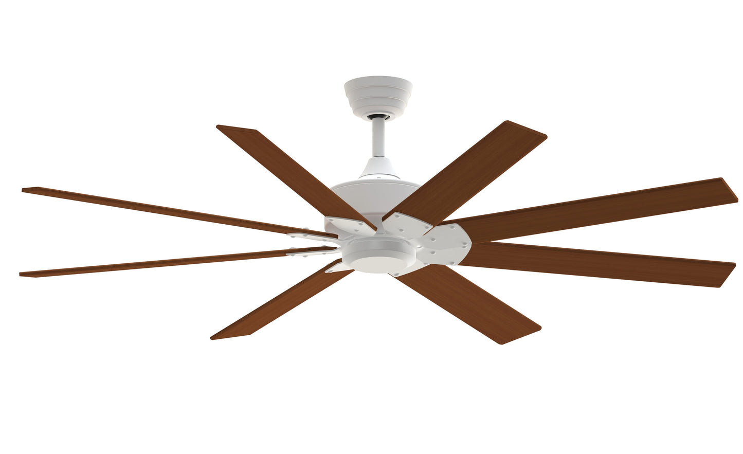 Fanimation Levon Custom 64-in Matte White with Cherry Blades Indoor/Outdoor Smart Ceiling Fan Light Kit Compatible and Remote (8-Blade) FPD7912BMW-64CY