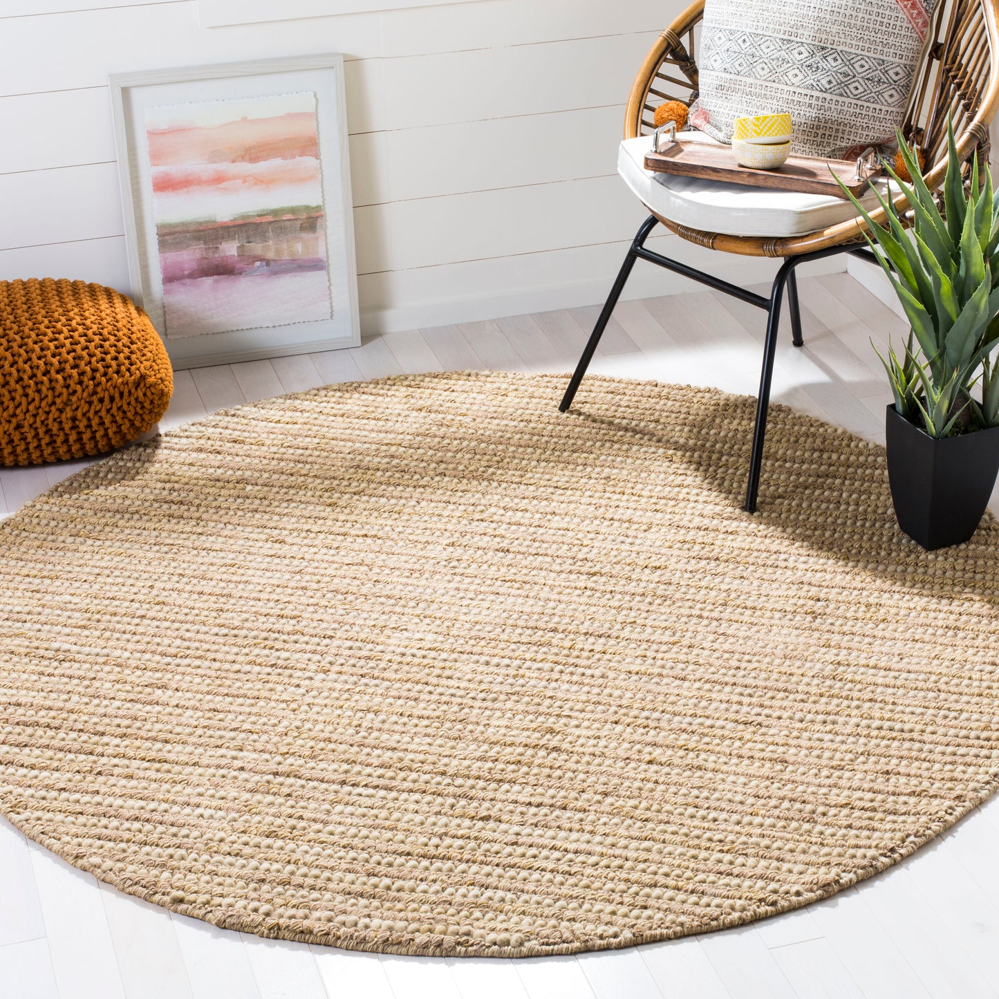 Safavieh Bohemian Lina 8 x 8 (ft) Beige/Multi Round Indoor Abstract Bohemian/Eclectic Area rug