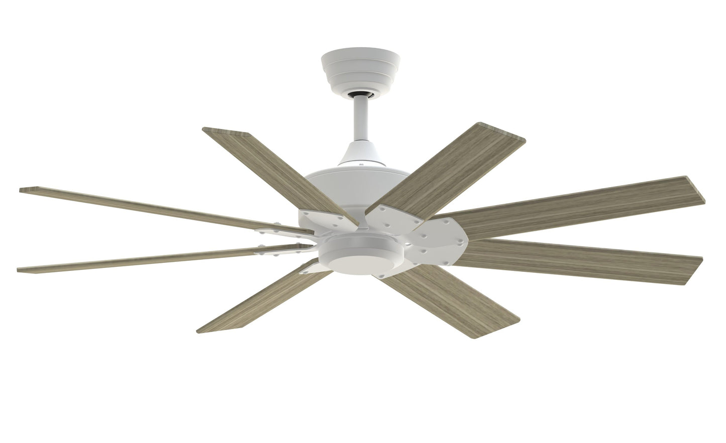 Fanimation Levon Custom 52-in Matte White with Washed Pine Blades Indoor/Outdoor Smart Ceiling Fan Light Kit Compatible and Remote (8-Blade) FPD7912BMW-52WP