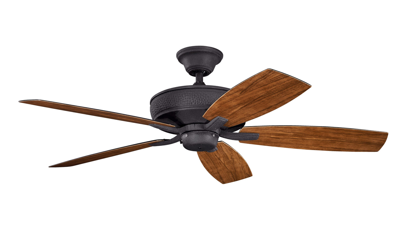 Kichler Monarch II Patio 52-in Outdoor Distressed Black with Walnut/Walnut Shadowed Blades Ceiling Fan Light Kit Compatible - Remote Included ( 5 -Blade ) 1694898