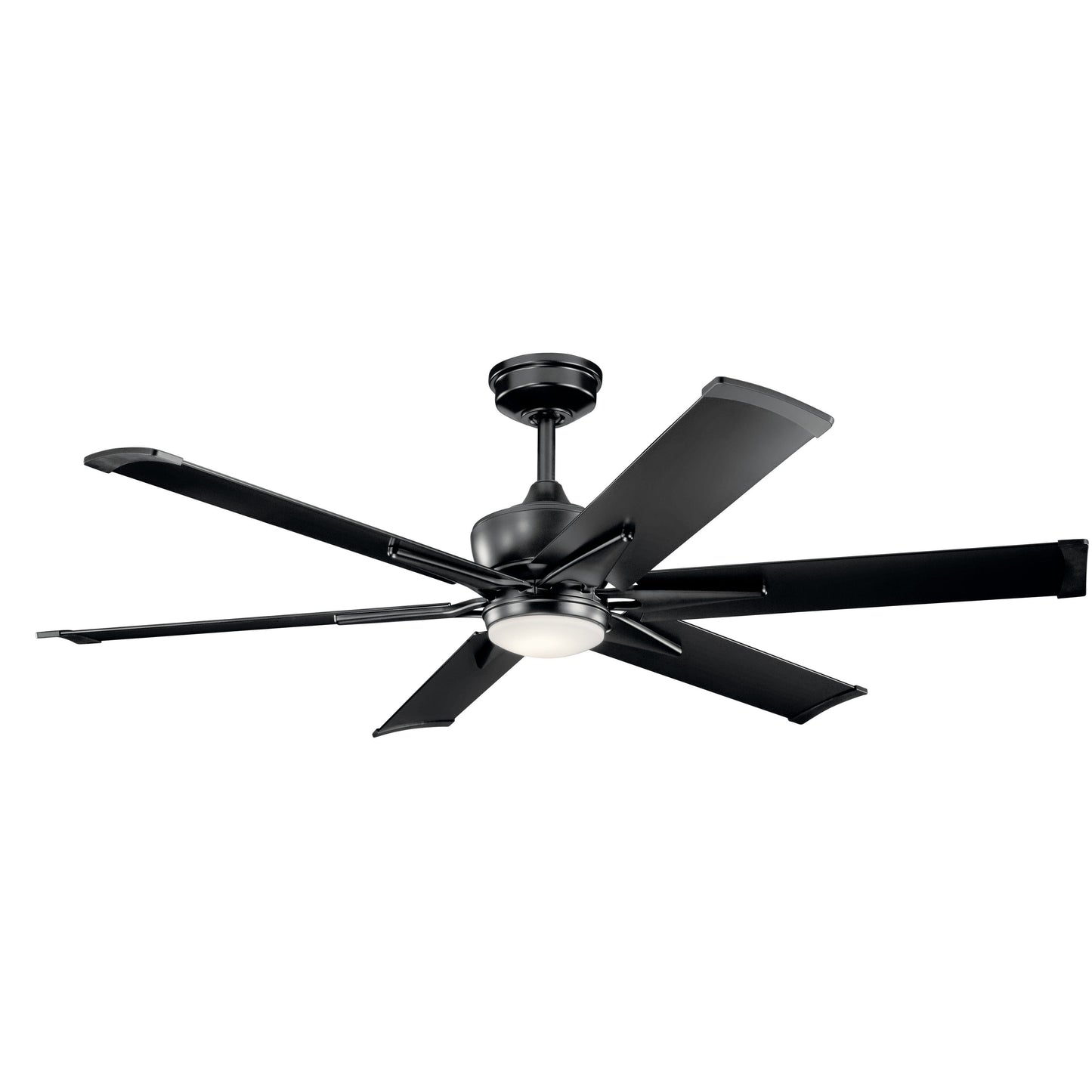 Kichler Szeplo 60-in Integrated LED Outdoor Satin Black with Satin Black Blades Propeller Ceiling Fan With Light - Remote Included ( 6 -Blade ) 1694966