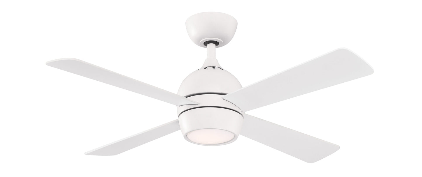 Fanimation Kwad 44-in Integrated LED Matte White with Matte White Blades Ceiling Fan With Light - Remote Included ( 4 -Blade ) 2411260