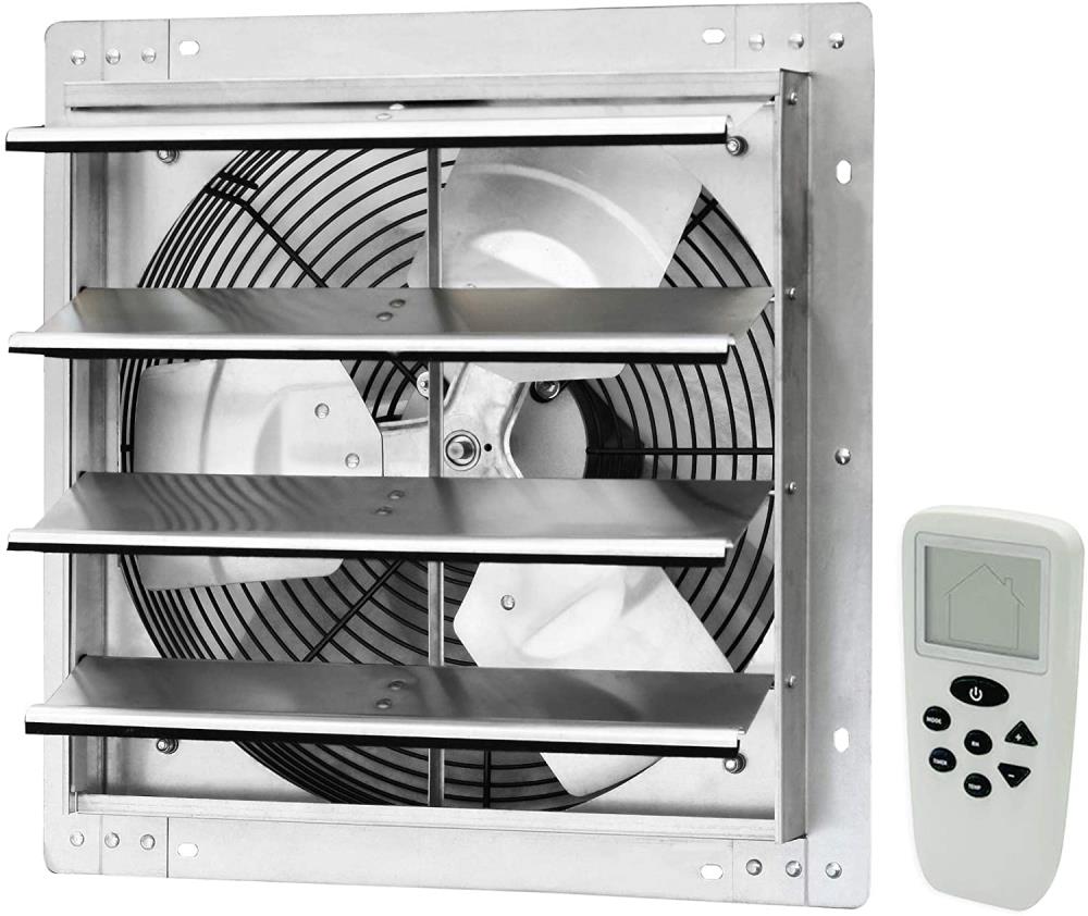 iLIVING Smart Remote Shutter Exhaust Fan 16-in Indoor Silver Wall Mounted Fan ILG8SF16VC