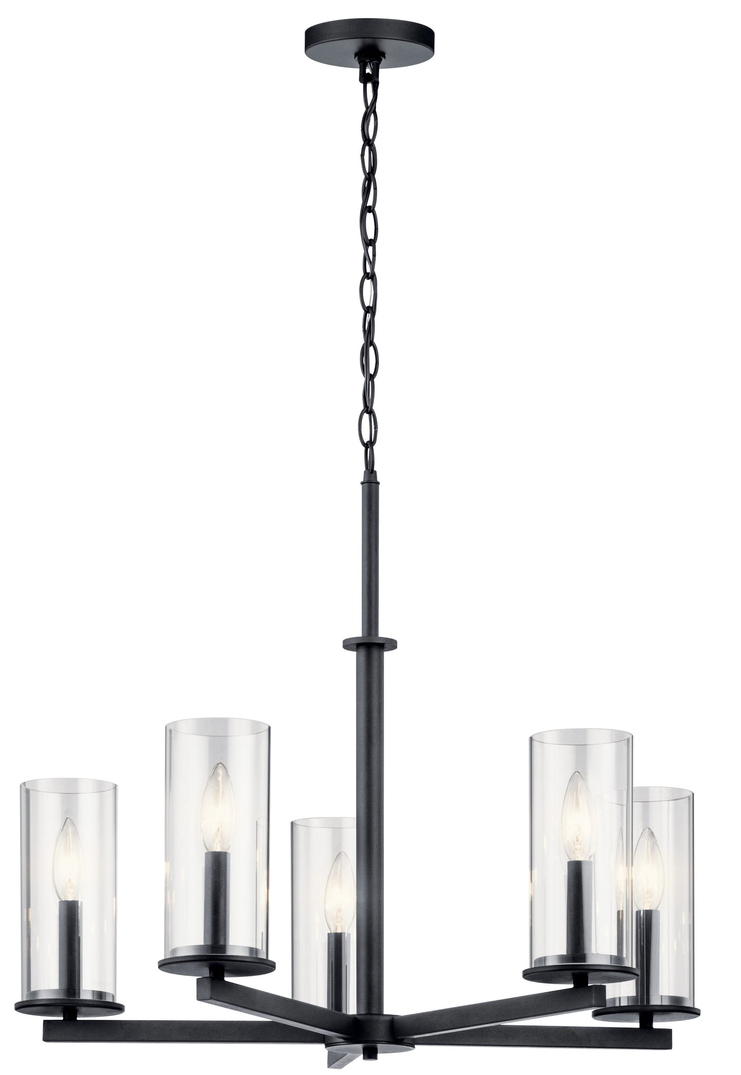 Kichler Crosby 5 -Light Black Modern/contemporary For Use in Bedrooms, Dining Rooms, Foyers, Kitchens, Living Rooms Chandelier 2416110