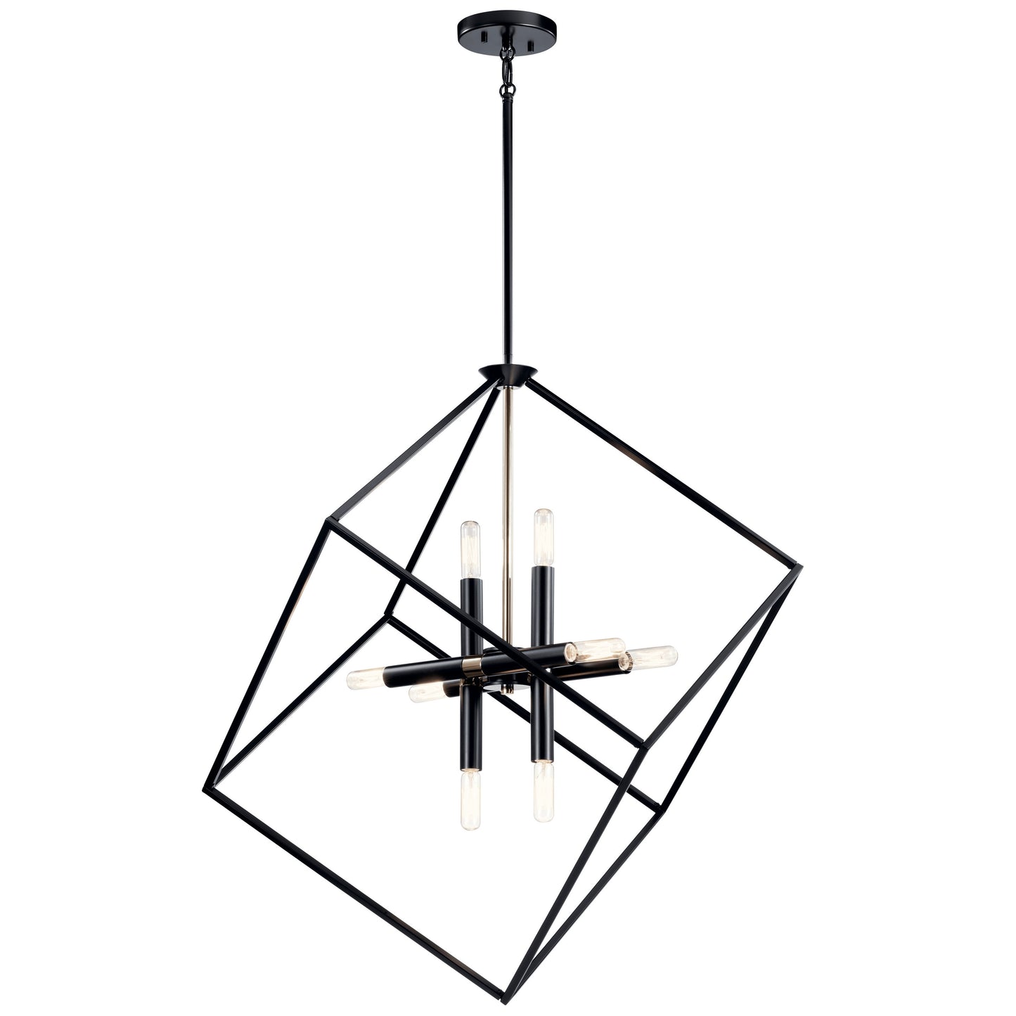 Kichler Cartone 8 -Light Black Modern/contemporary Cage For Use in Bedrooms, Dining Rooms, Foyers, Kitchens, Living Rooms Chandelier 2416131