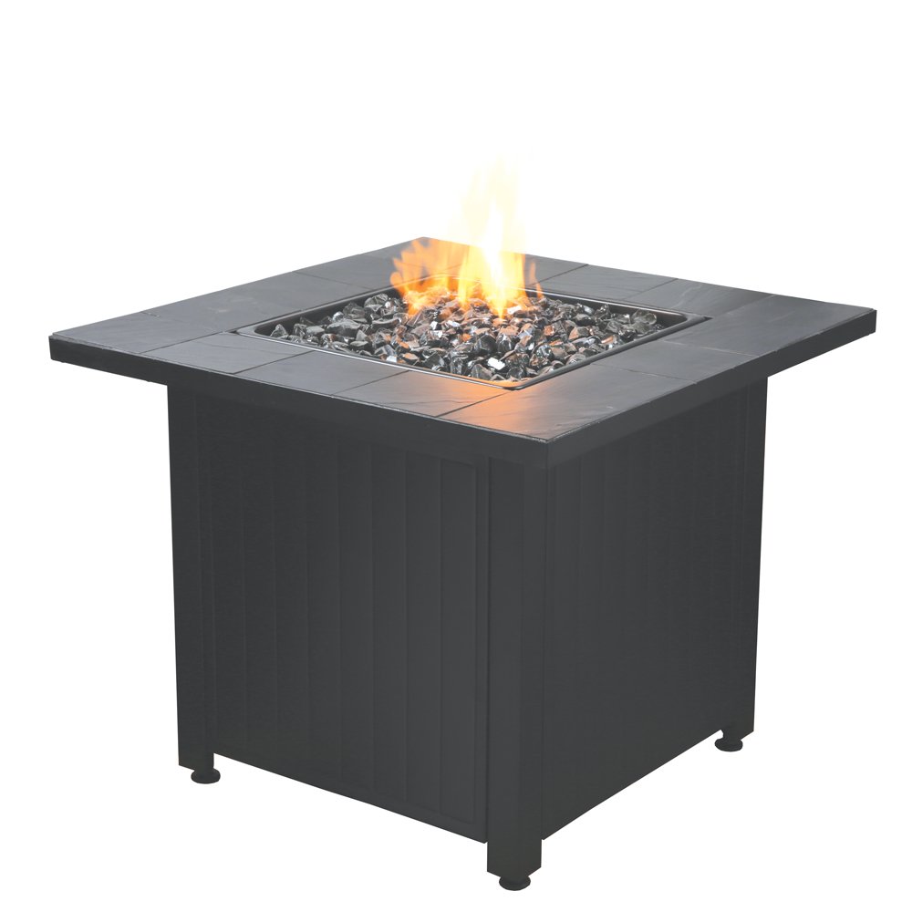 Endless Summer 30-in W Black Steel Square Liquid propane Fire pit