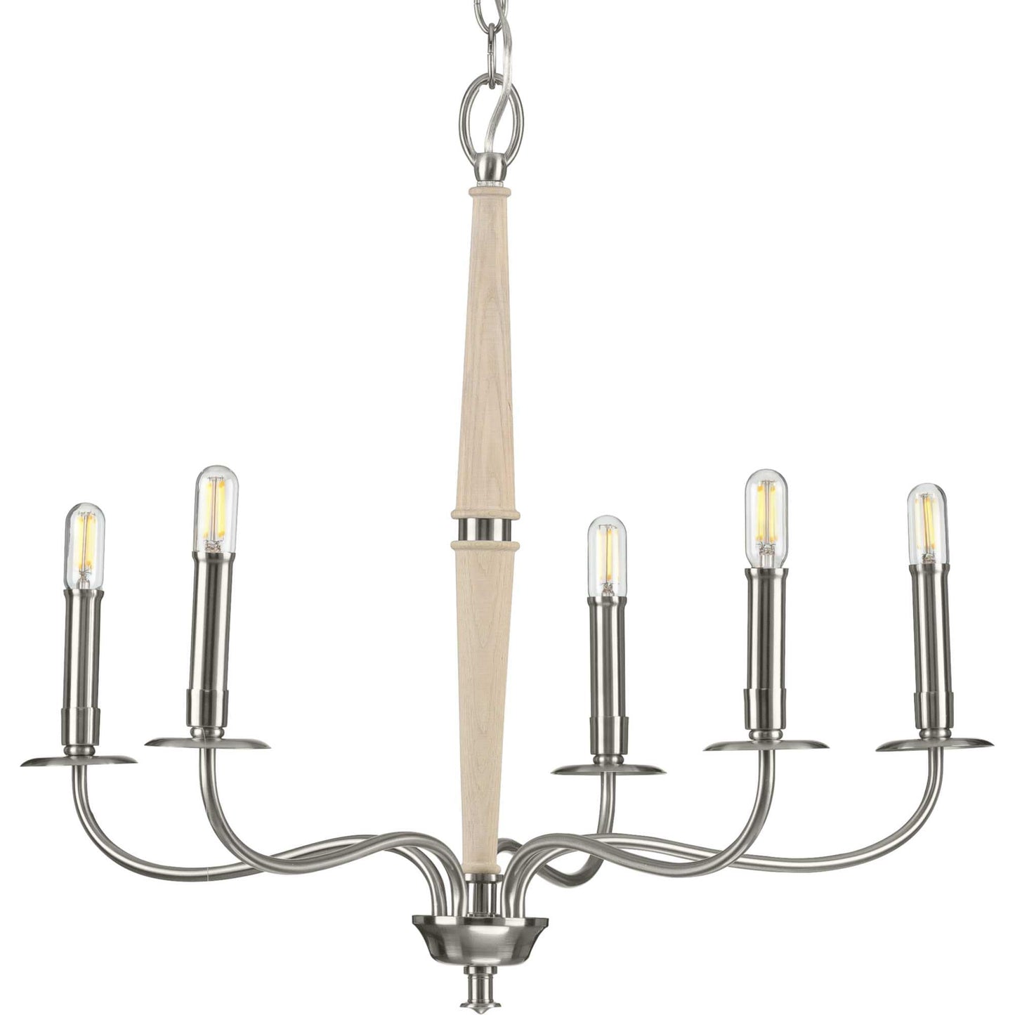 Progress Lighting Durrell 5 -Light Brushed Nickel Coastal For Use in Bedrooms, Dining Rooms, Foyers, Kitchens, Living Rooms Chandelier 2467464