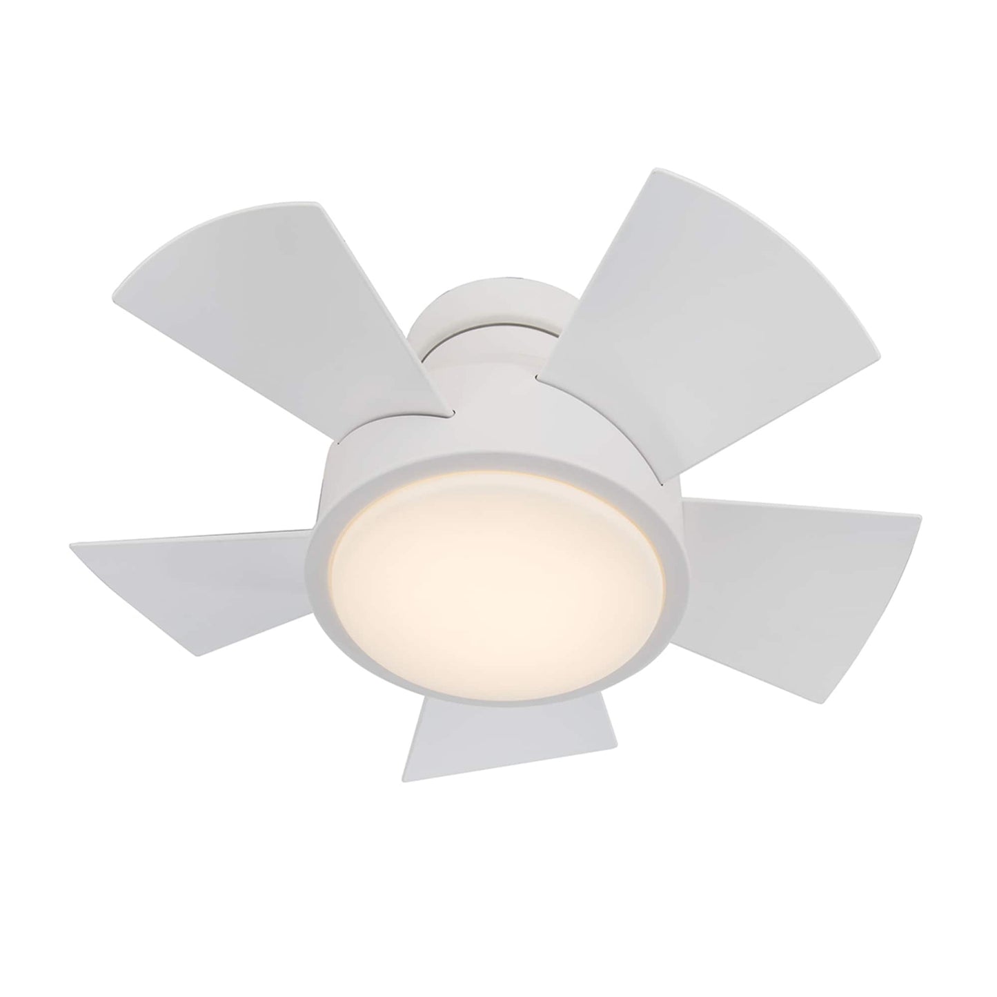 Modern Forms Vox 26-in Matte White Integrated LED Indoor/Outdoor Flush Mount Smart Ceiling Fan with Light and Remote (5-Blade) FH-W1802-26L-MW