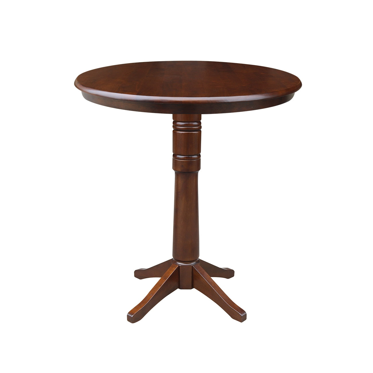 International Concepts Espresso Round Traditional Wood Bar Table, with Espresso Finish and Wood Pedestal Base 36-in L x 40.9-in H