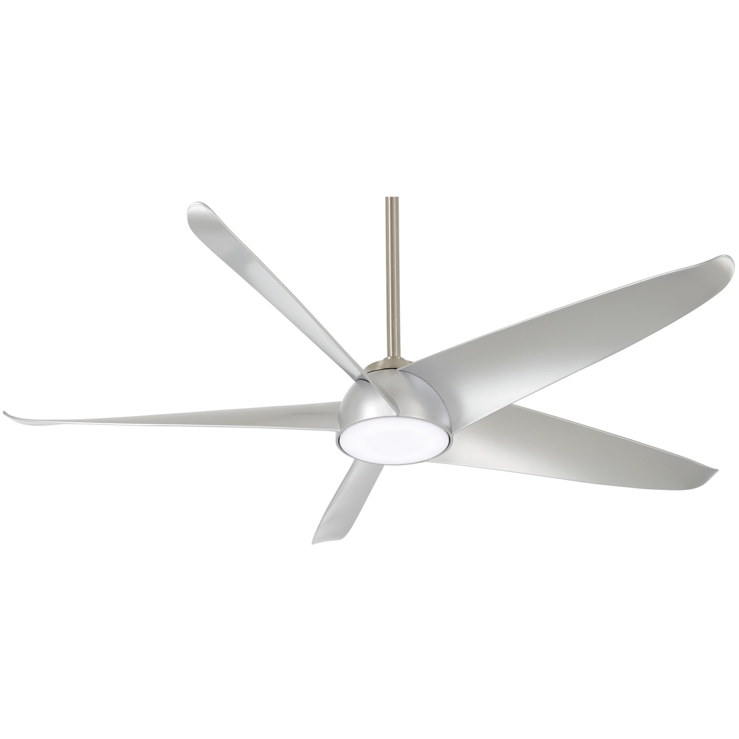 Minka Aire Ellipse 60-in Brushed Nickel with Silver Blades Integrated LED Indoor Smart Ceiling Fan with Light and Remote (5-Blade) F771L-BN/SL