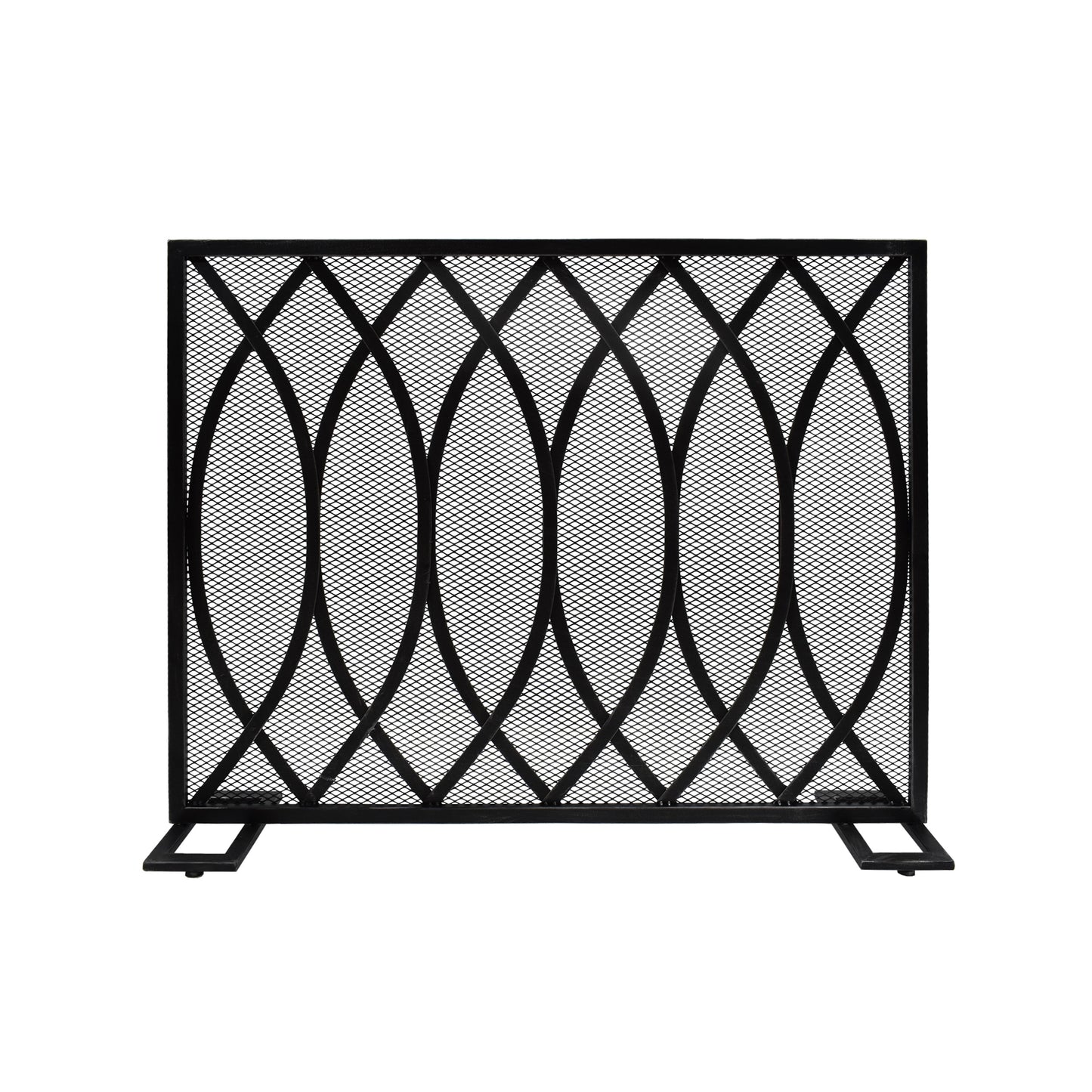 Home Decor 39.75-in Black Brushed Silver Iron 1-Panel Flat Fireplace Screen 309250