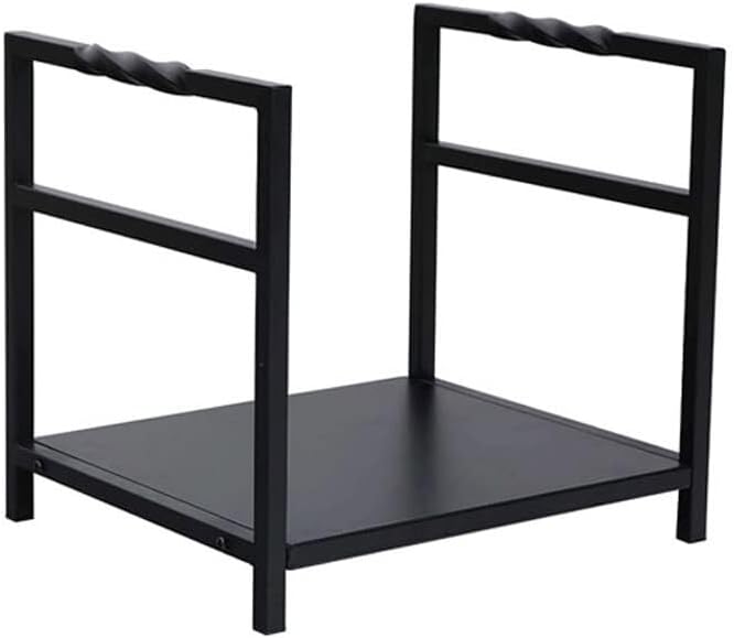 Iron Firewood Rack With Tool Holder, Heavy Duty Indoor & Outdoor Fireplace Log Storage Organizer