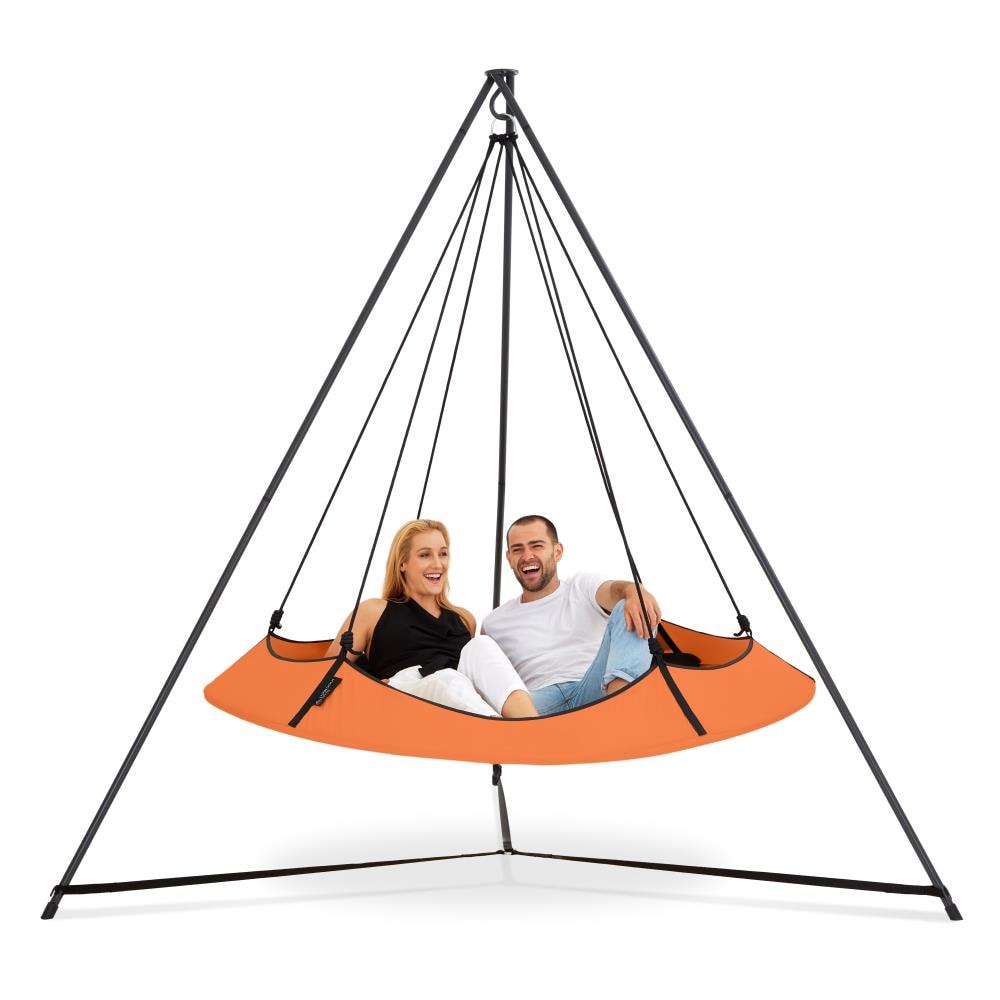 Hangout Pod Tangerine Fabric Hammock chair with Stand