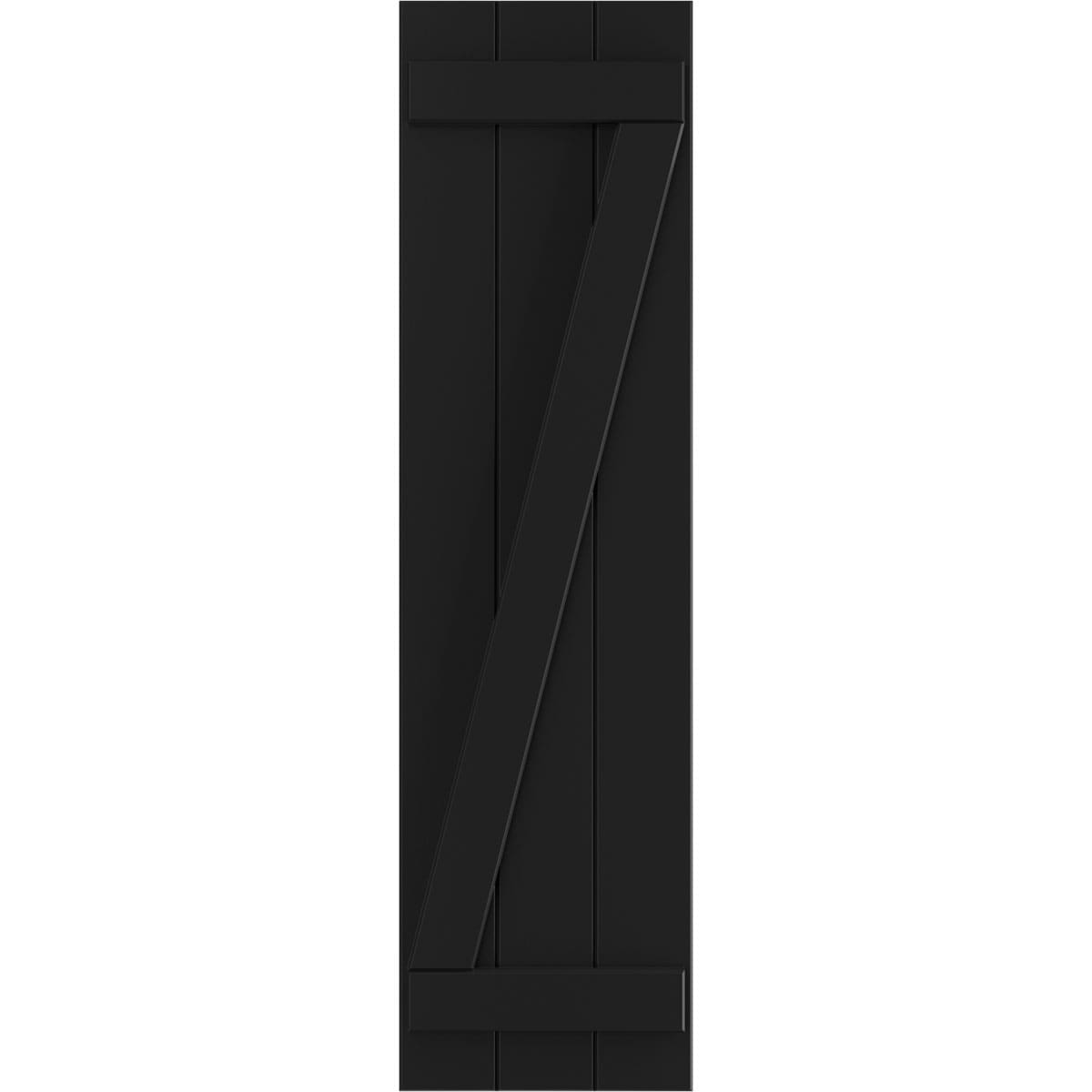 Ekena Millwork 16.125-in W x 56-in H Black Board and batten Z-bar Exterior Shutters ( 2 -Pack )