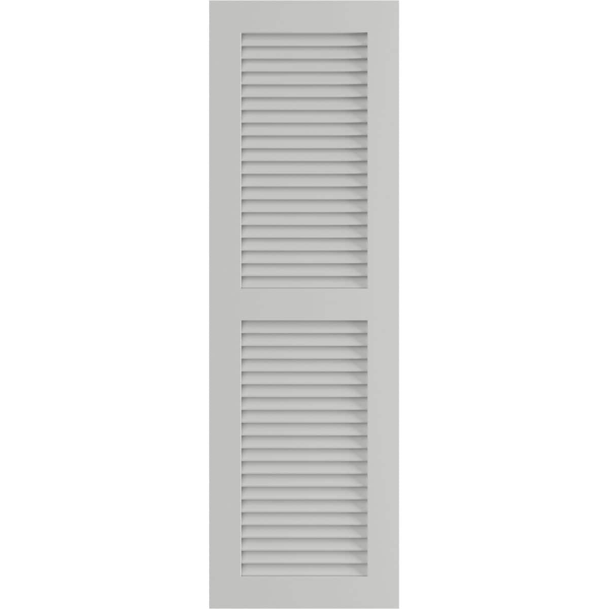 Ekena Millwork 18-in W x 78-in H Hailstorm Gray Louvered Exterior Shutters ( 2 -Pack )