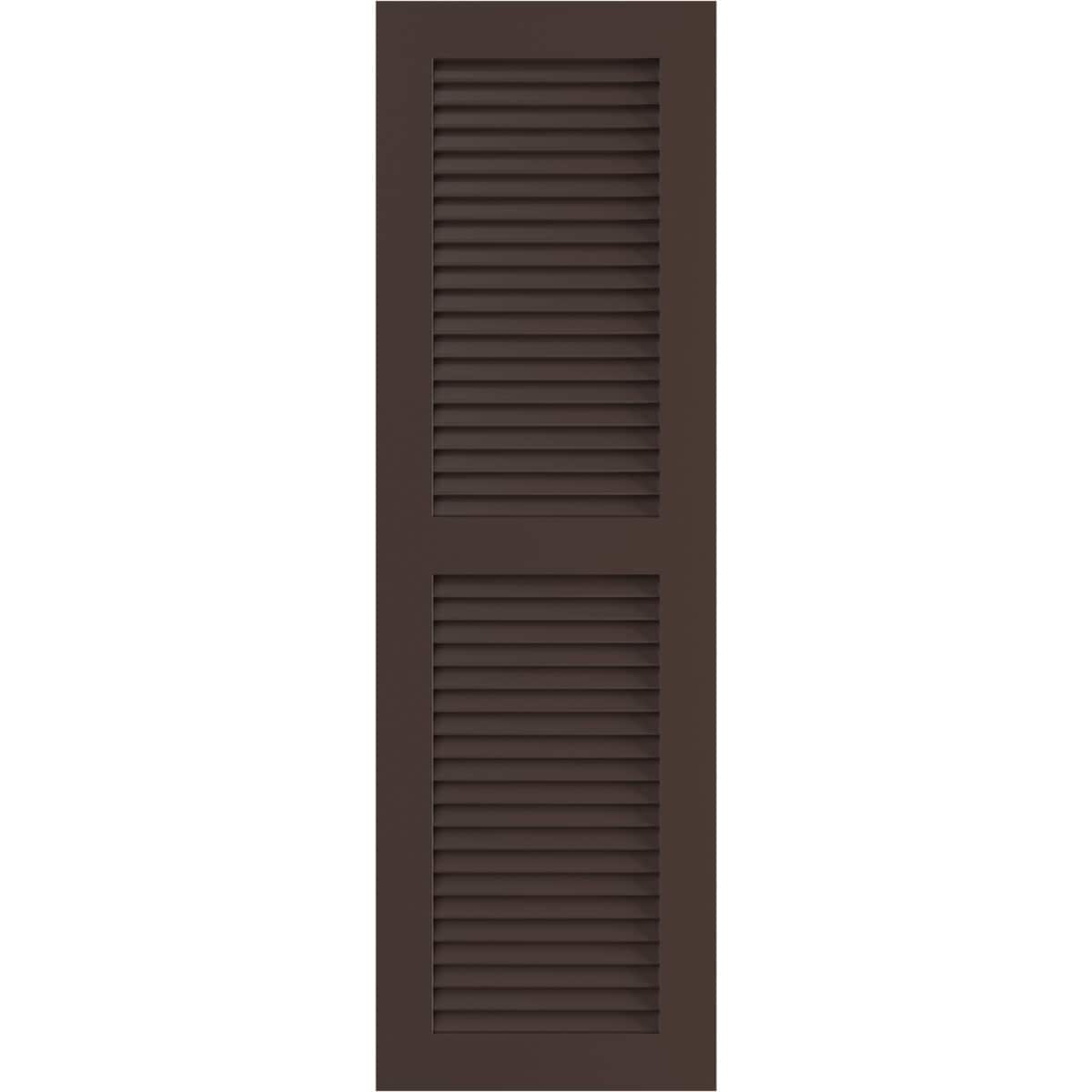 Ekena Millwork 15-in W x 64-in H Raisin Brown Louvered Exterior Shutters ( 2 -Pack )