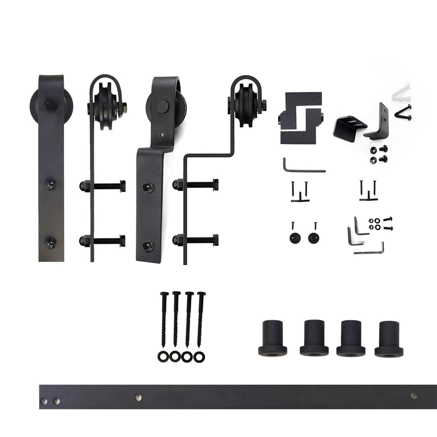 HOMACER 60-in Rustic Black Indoor J-strap Double Bypass Barn Door Hardware Kit YT5TGH060C
