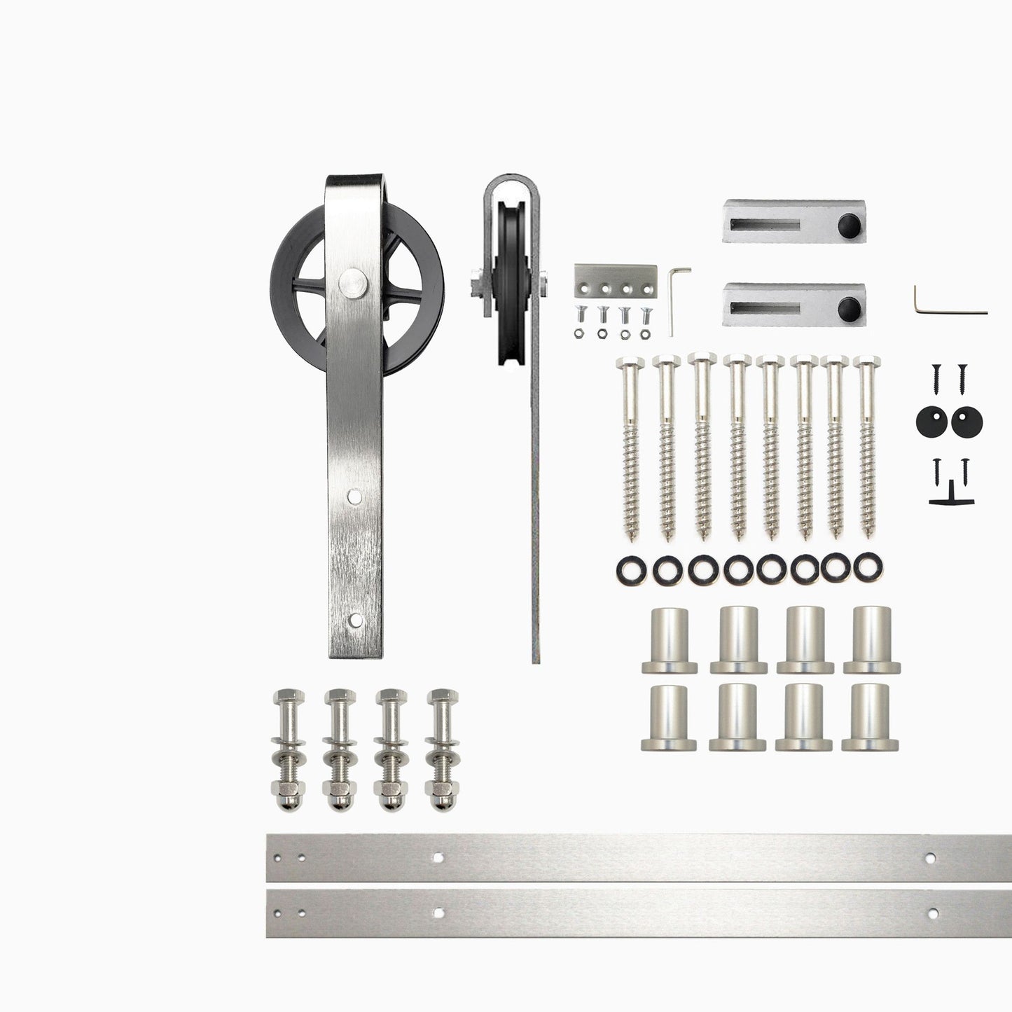 HOMACER 132-in Brushed Nickel Indoor Spoke Wheel Single Barn Door Hardware Kit HL1DNZ132C