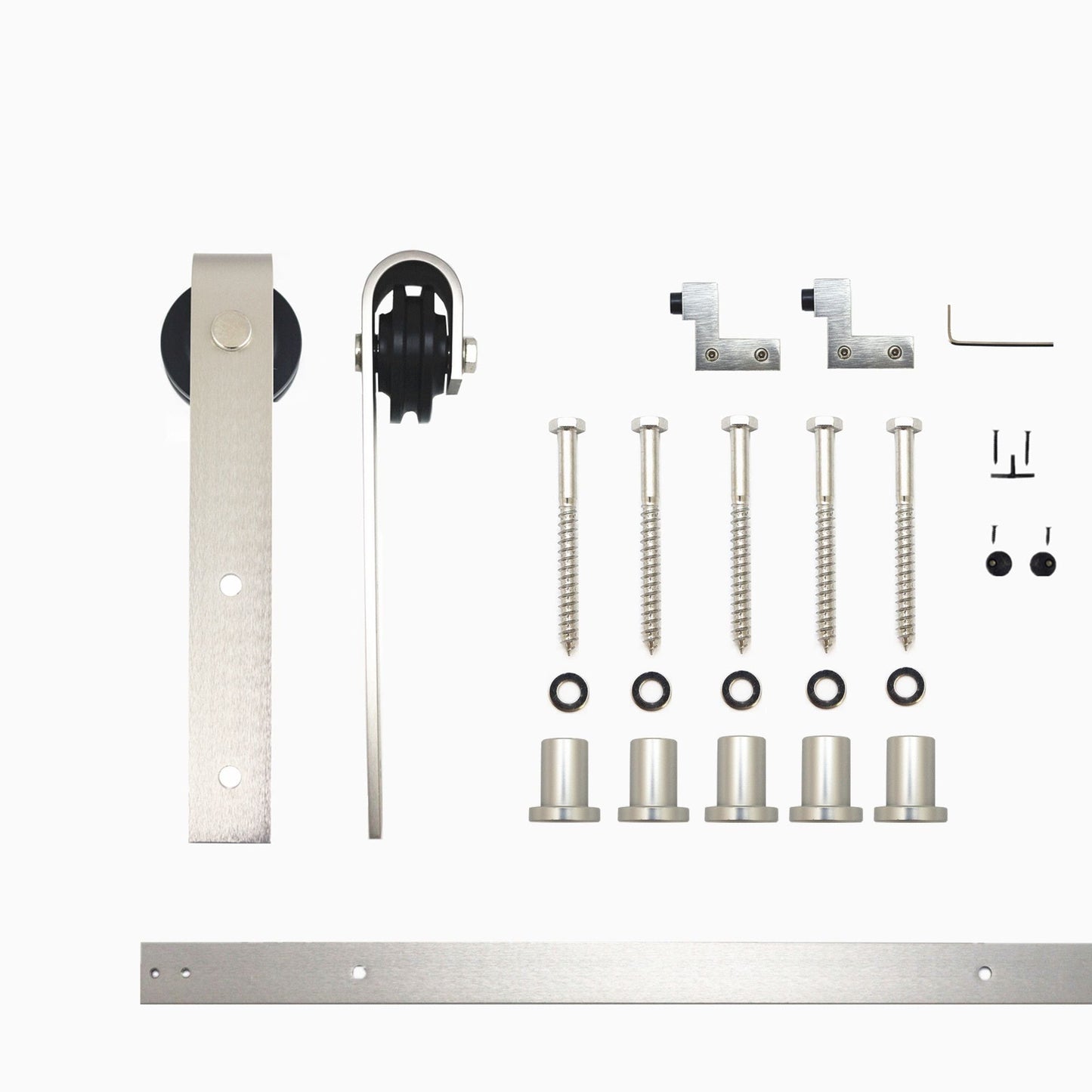 HOMACER 84-in Brushed Nickel Indoor J-strap Single Barn Door Hardware Kit YT1DNZ084C