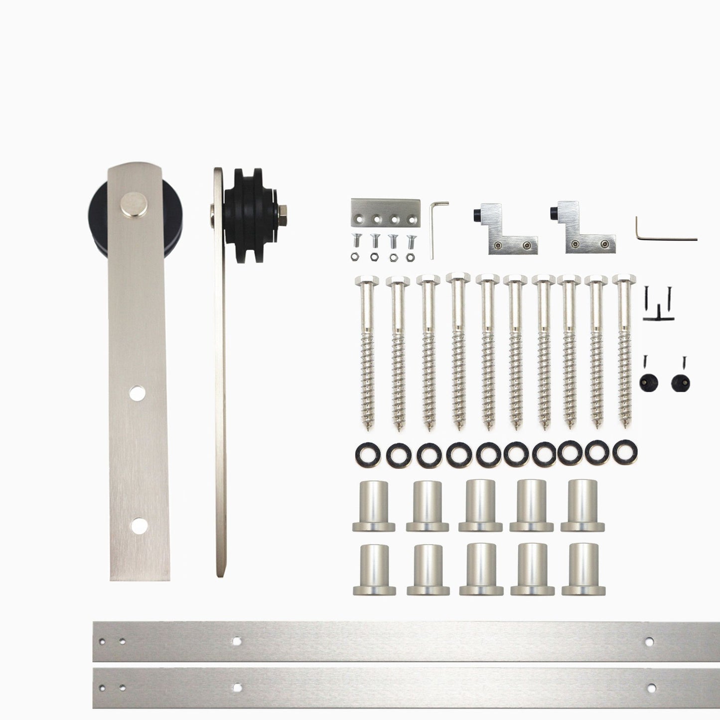 HOMACER 144-in Brushed Nickel Indoor I-strap Single Barn Door Hardware Kit ZT1DNZ144C