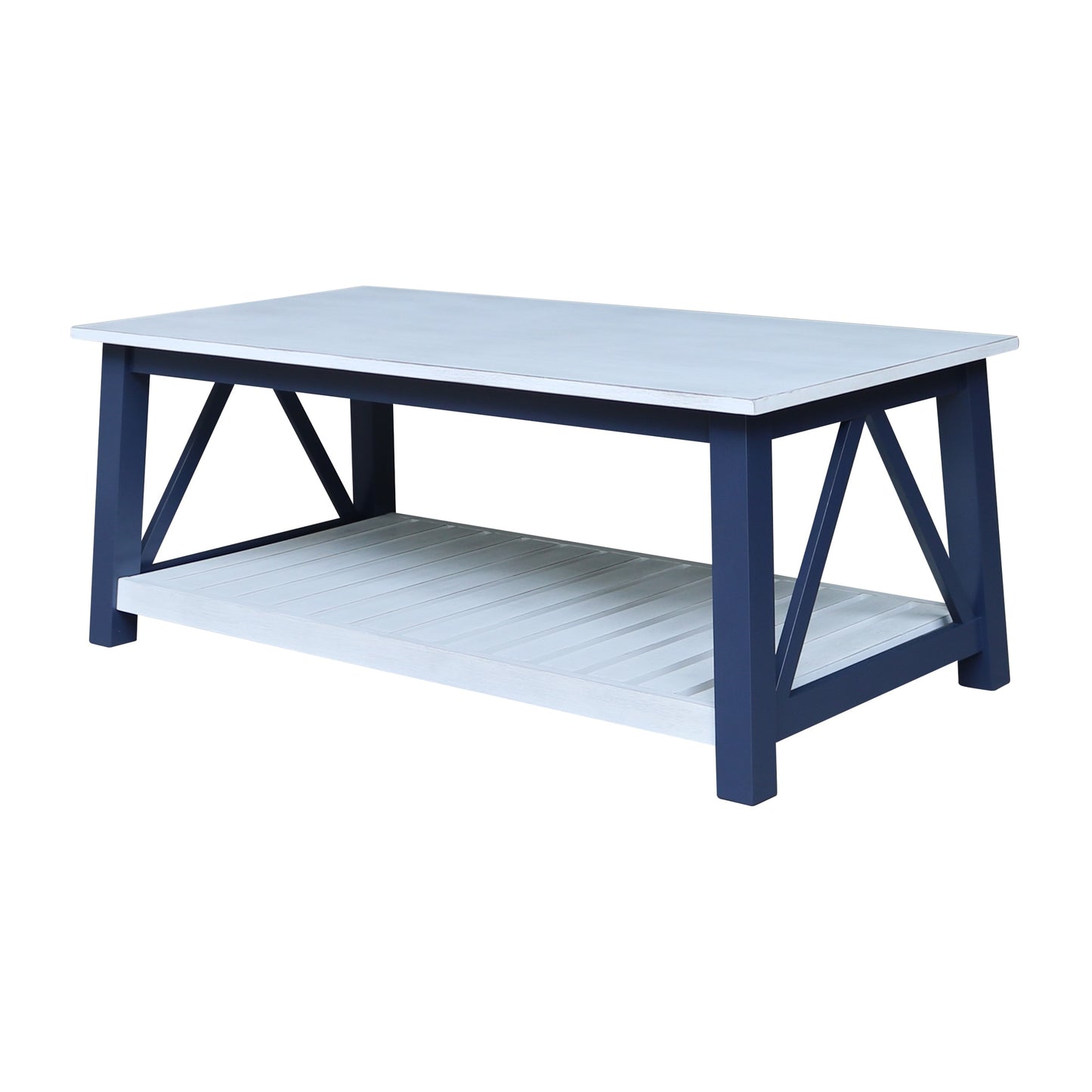 International Concepts Wood Antiqued Chalk Rubberwood 50.00-in W x 20.00-in H Coffee Table