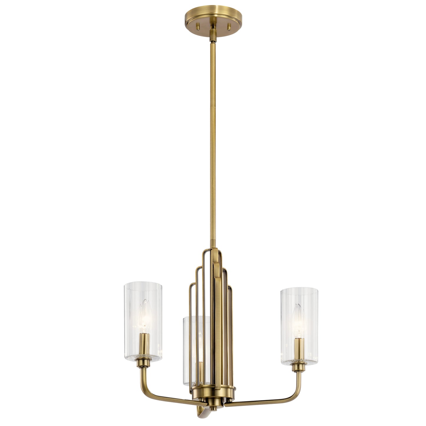 Kichler Kimrose 3 -Light Brushed Brass Vintage For Use in Bedrooms, Dining Rooms, Foyers, Kitchens, Living Rooms Chandelier 4663017