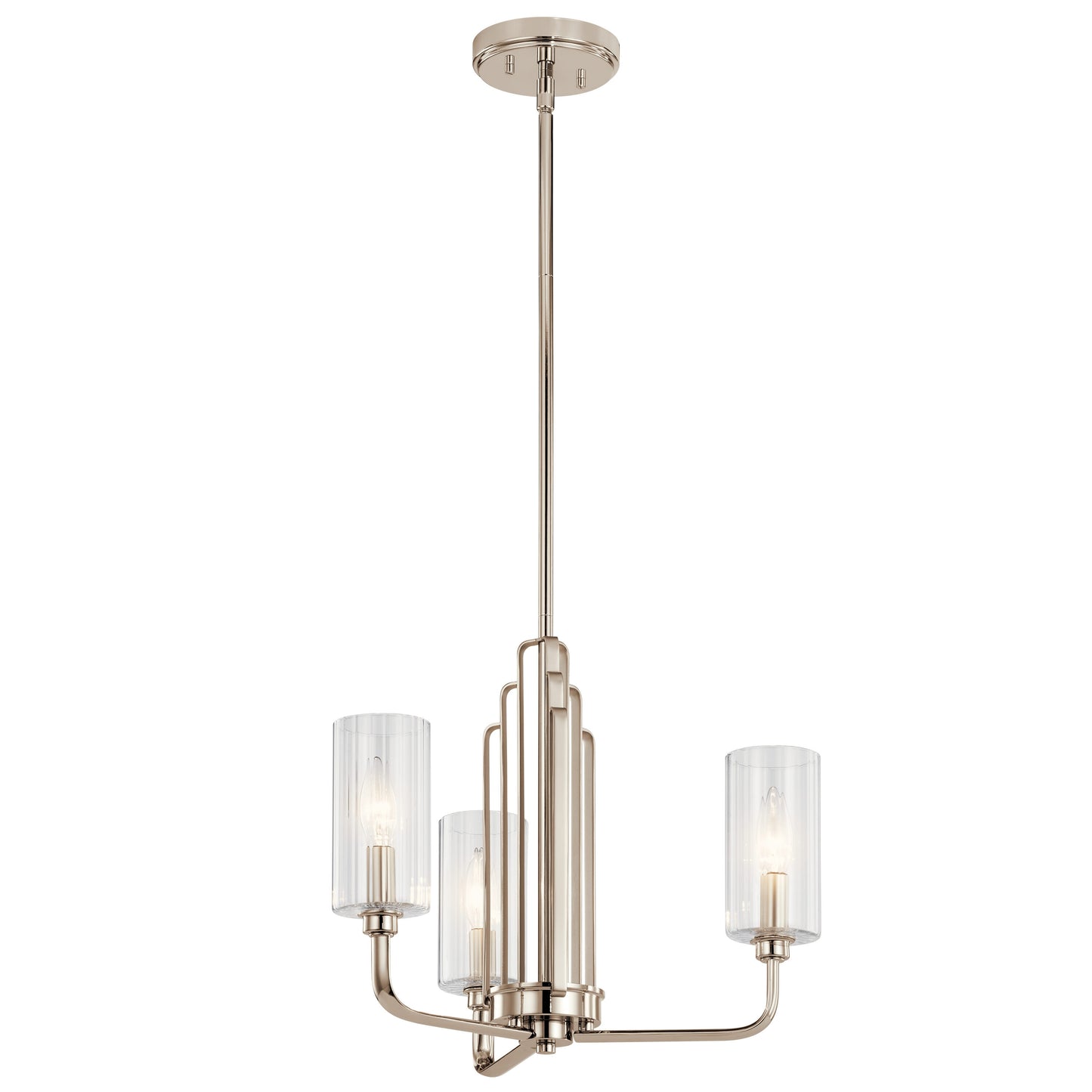 Kichler Kimrose 3 -Light Polished Nickel Vintage For Use in Bedrooms, Dining Rooms, Foyers, Kitchens, Living Rooms Chandelier 4663054