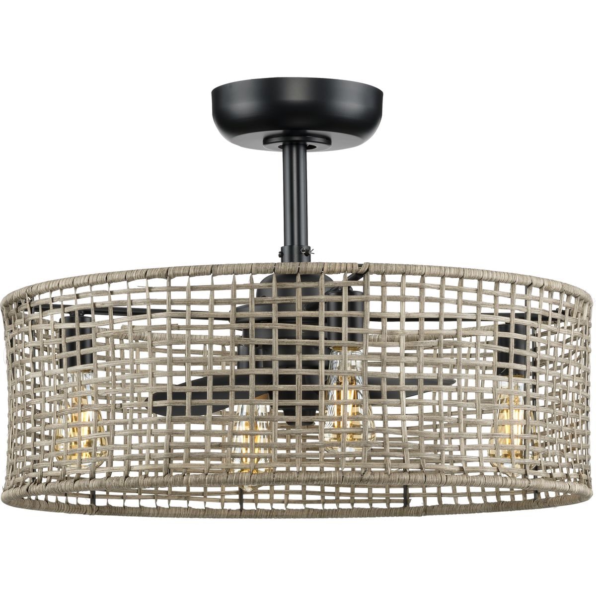 Progress Lighting Belva 25.25-in Outdoor Matte Black with Matte Black Blades Fandelier Ceiling Fan With Light - Remote Included ( 3 -Blade ) 4966761