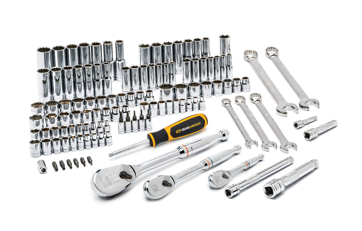 GEARWRENCH 118-Piece Standard (SAE) and Metric Combination Polished Chrome Mechanics Tool Set with Hard Case 83001D