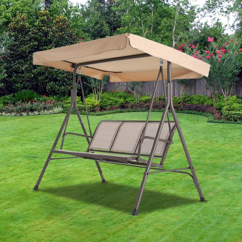 Clihome Outdoor Porch Swing 3 -person Beige Outdoor Swing