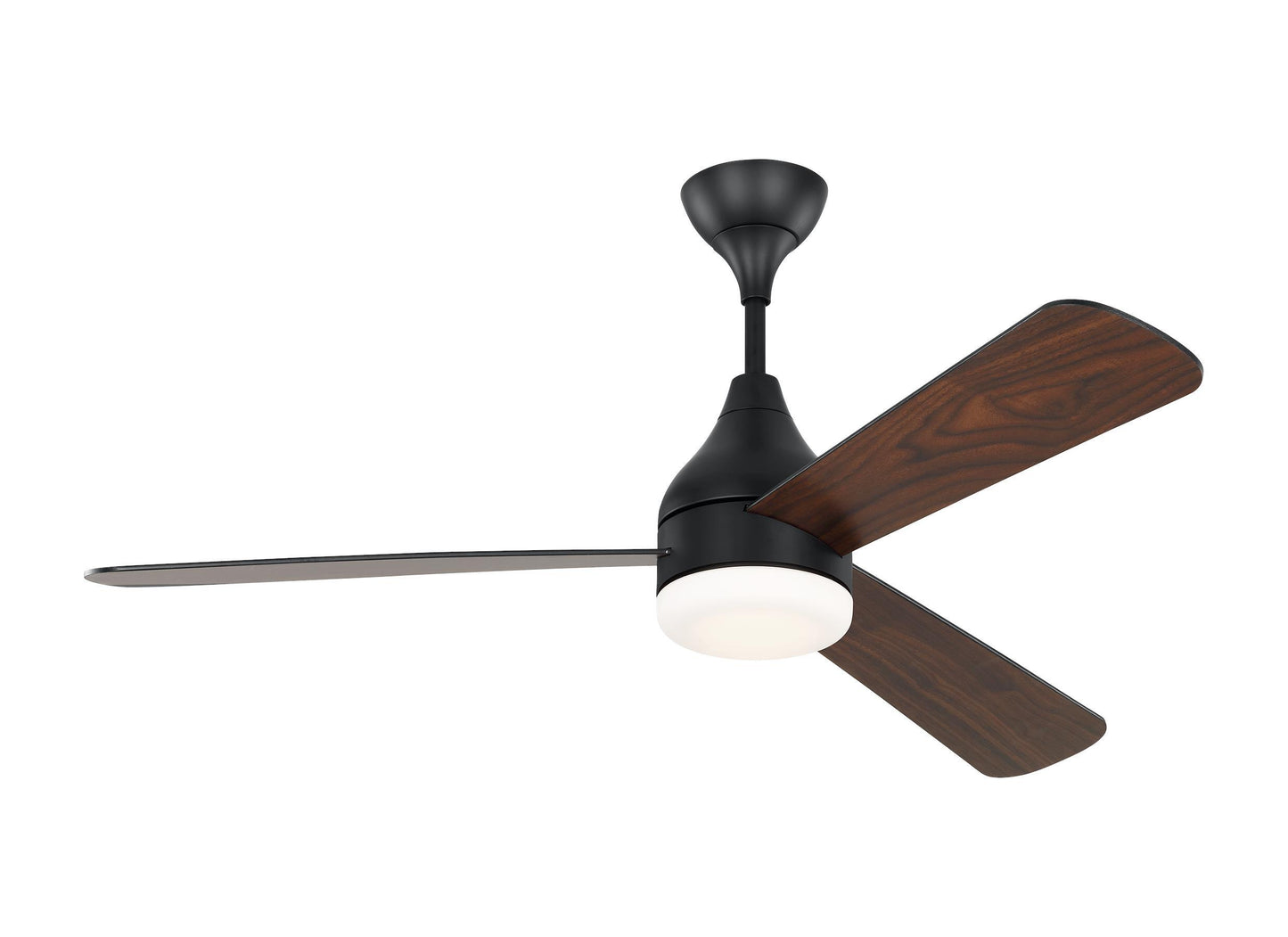 Generation Lighting Streaming Smart 52-in Midnight Black Integrated LED Indoor Smart Propeller Ceiling Fan with Light and Remote (3-Blade) 3STMSM52MBKD