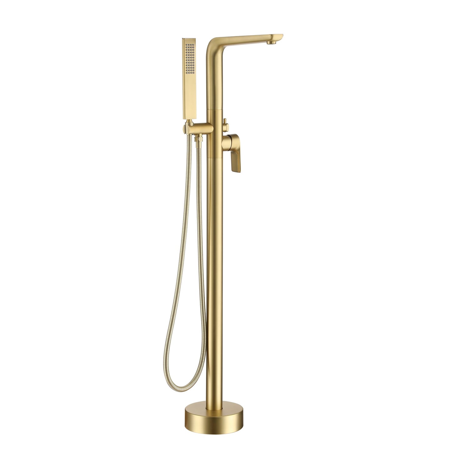 Clihome Brushed Gold 1-handle Freestanding Swivel Bathtub Faucet with Hand Shower ( Valve Included )