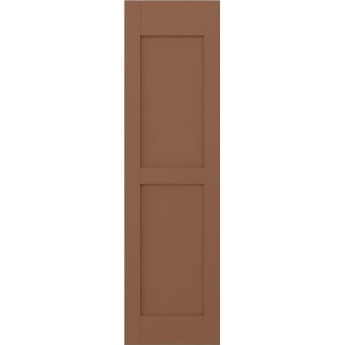Ekena Millwork 18-in W x 46-in H Burnt Toffee Paintable/Stainable Flat panel Wood Exterior Shutters ( 2 -Pack )