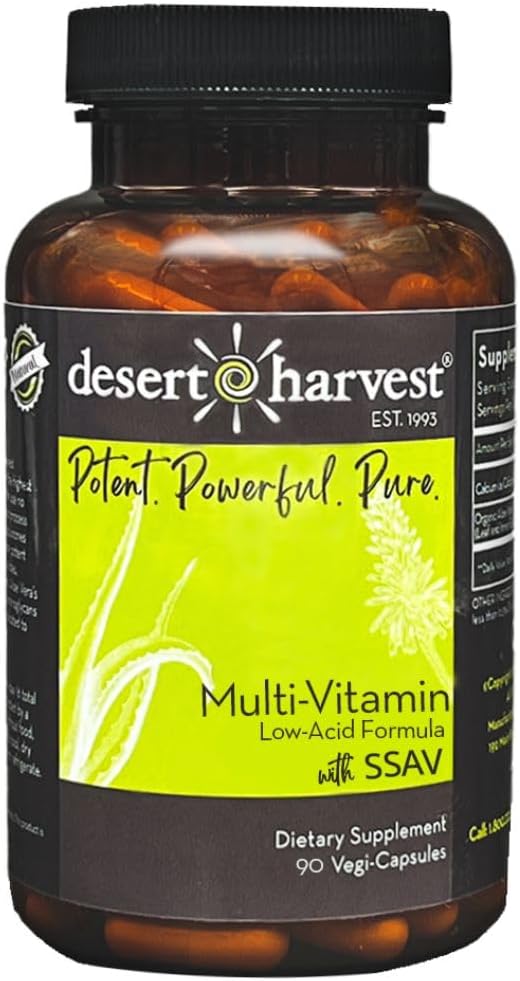 Desert Harvest Low-Acid Multi-Vitamin Supplement, pH Balanced Formula, Made Without B6, 90 Capsules