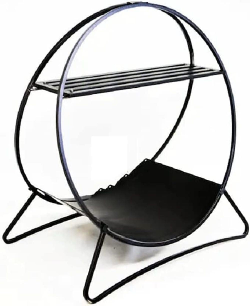 Heavy Duty Steel Firewood Rack – Indoor/Outdoor Tubular Log Holder, Easy to Assemble, Powder-Coated, Curved Handle Design, 64x40x68 cm