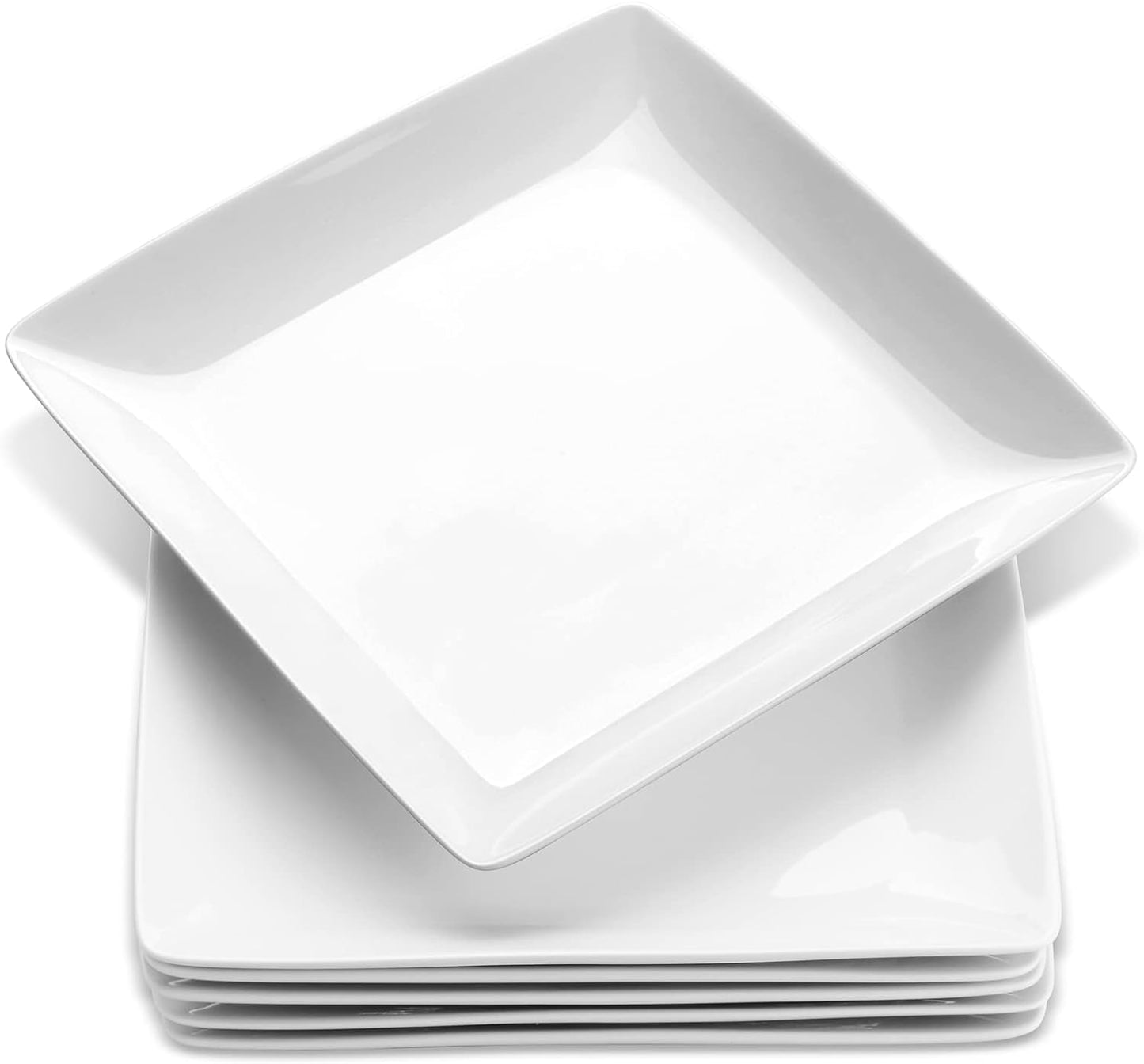 Yedio Porcelain Square Dessert Plates, 8.4 Inch Square Serving Plate for Steak, Pasta, Salad, Snacks, Dessert, Appetizer Plates, Set of 6, White