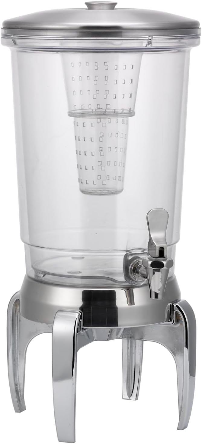 Service Ideas CBDDW3GMD Double Wall Beverage Dispenser, Modern Legs, 3 Gallon, Infuser Tube, Stainless Steel