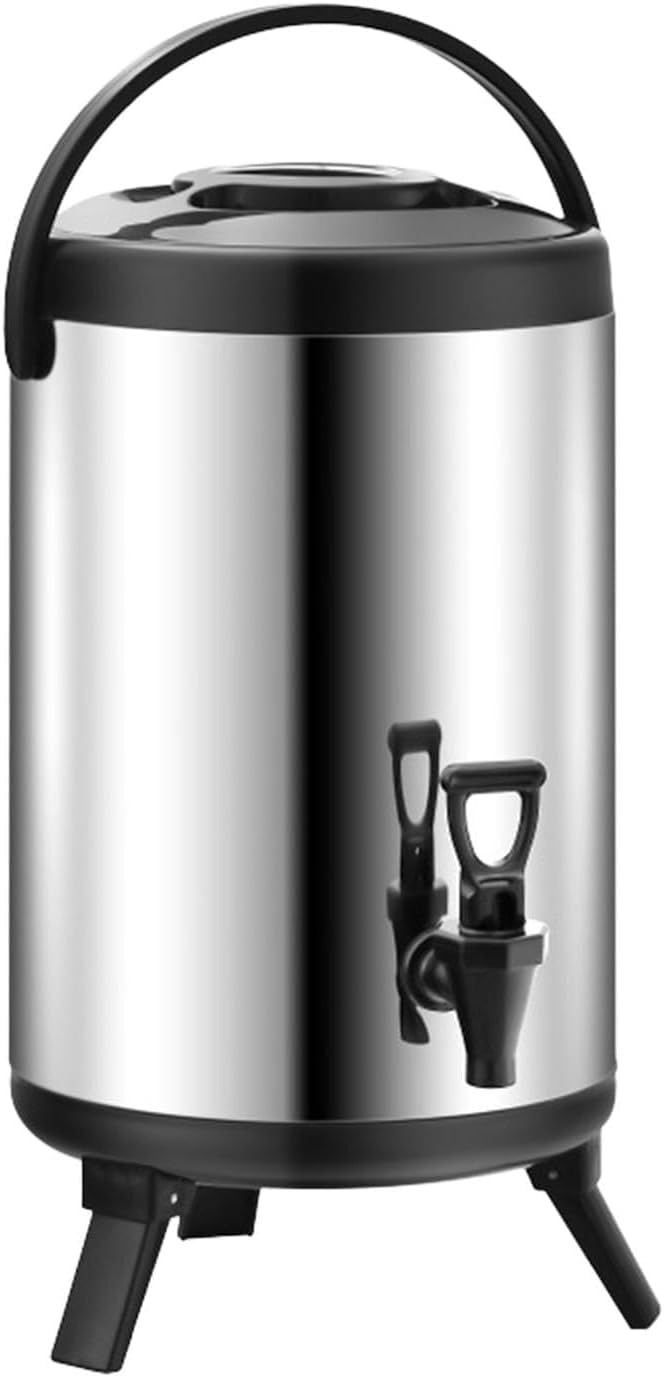 Insulated Beverage Dispenser, Stock Pots, Stainless Steel Insulated Barrel with Spigot, Insulated Beverage Tea Dispenser for Tea, Coffee, Hot Water, Milk