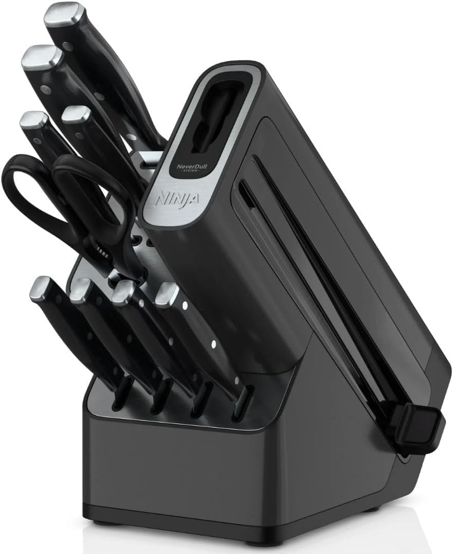 Ninja Knife Set NeverDull Essential 10-Piece Knife System with Built-in Sharpener, High Carbon Steel, K12010BL