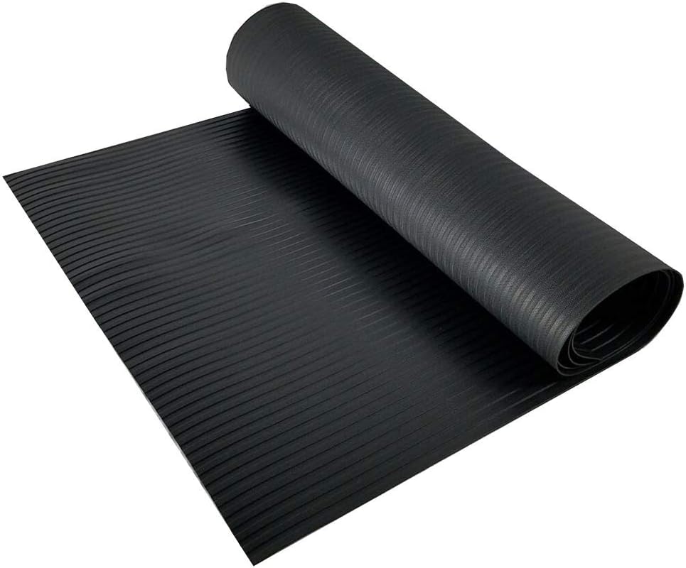 RESILIA Black Plastic Floor Runner - Embossed Wide Rib Waterproof Vinyl, Heavy Duty Protector Mat for Indoor Hardwood, Hard Floors, Garage, Entryway, Kitchen, & Outdoor Use, 27\u201D x 6\u2019, Made in The USA