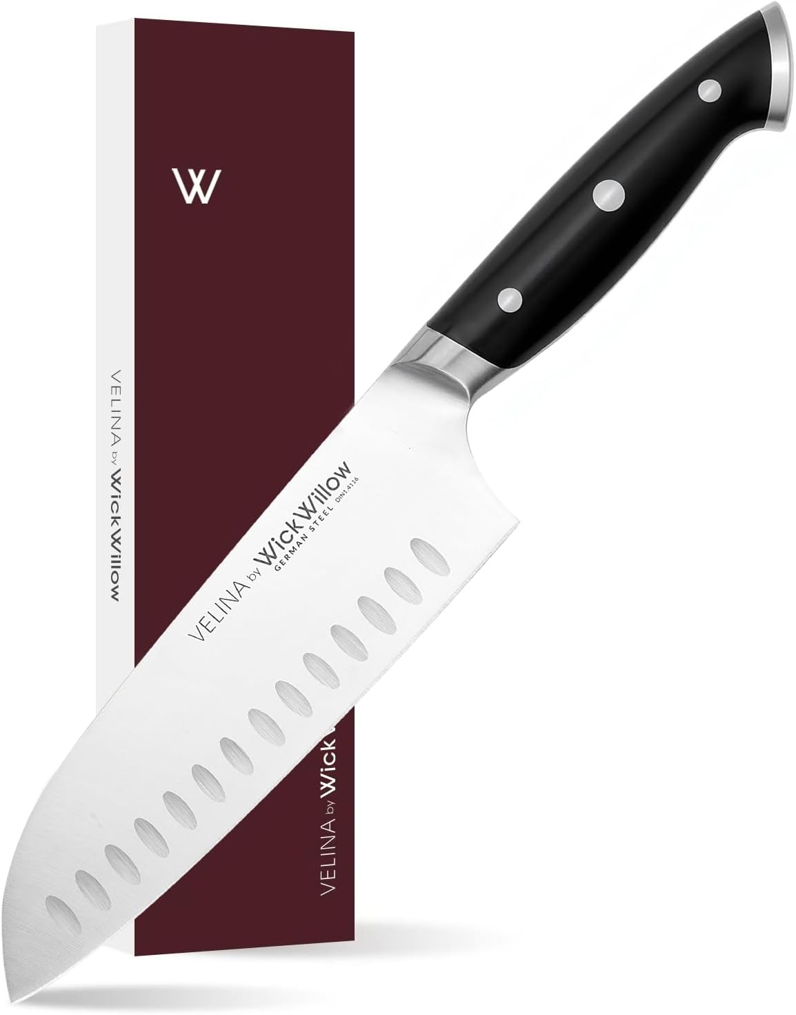 7” Santoku Knife – Razor Sharp German Steel DIN1.4116 – Japanese-Style Vegetable Knife for Chopping, Slicing & Mincing – Full Tang & Ergonomic Handle – Chefs kitchen Knife – Gift Box – Velina series