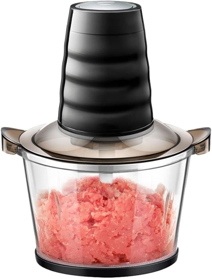 Electric Food Chopper, Meat Grinder, Food Processor, Stainless Steel Blades, 2L BPA-Free Glass Bowl for Meat, Vegetable & Fruits