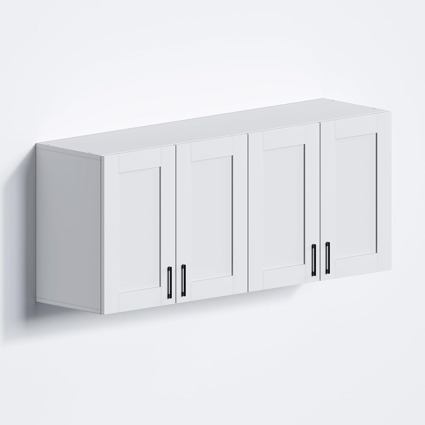 White Laundry Room Cabinets and Storage with 4 Doors and Utility Adjustable Shelf,Gabinetes Para Cocina Cupboard Kitchen Organizers and Storage Pantry Wall Mounted 12.4"D x 47.2"W x 19.7"H