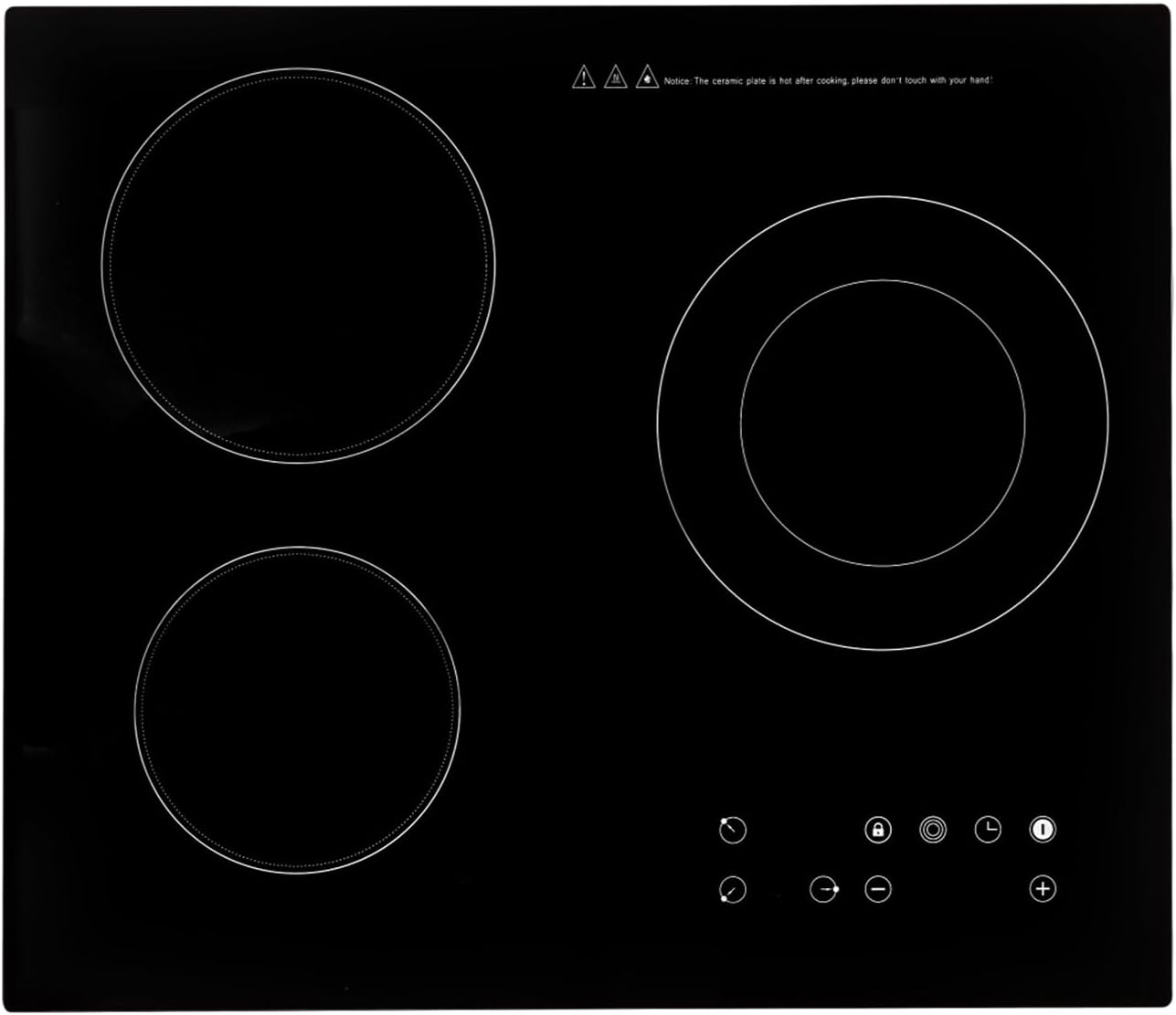 Electric Ceramic Cooktop Portable 3 Burners Electric Built-in Cooktop Sensor Touch Control Countertop for Kitchens, Hotels, Restaurants
