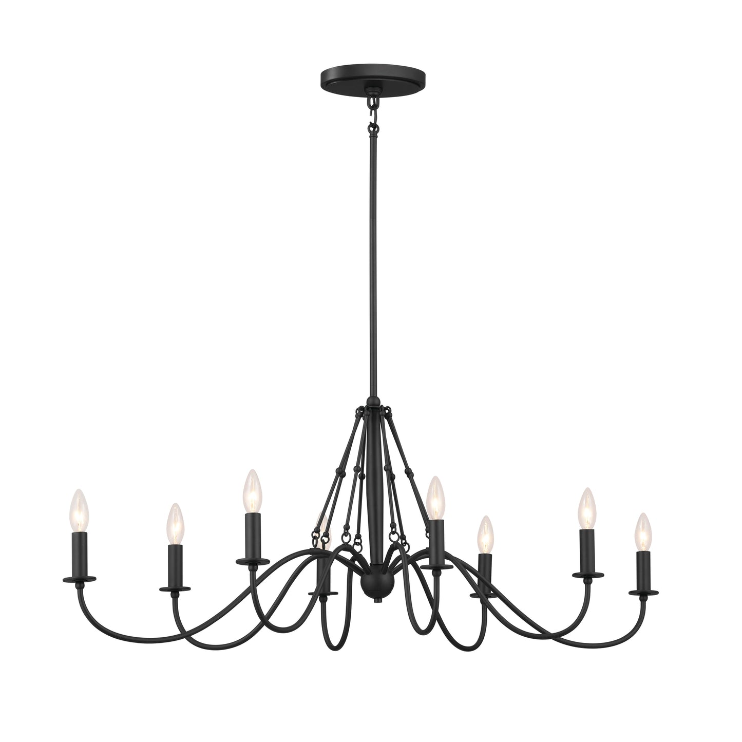 Kichler Freesia 8 -Light Black Farmhouse For Use in Bedrooms, Dining Rooms, Foyers, Kitchens, Living Rooms Chandelier 5265505
