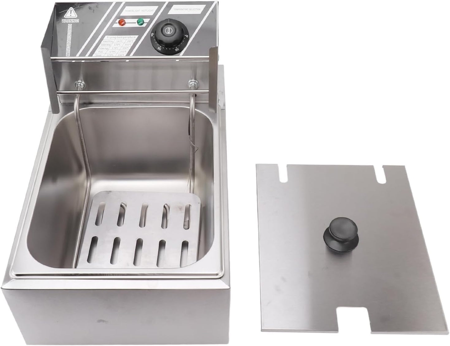 Kitchen Deep Fryer, Electric Deep Fryer Rapid Heating Single Sieve Stainless Steel Accurate Temperature Control for Restaurant (US Plug 110V)