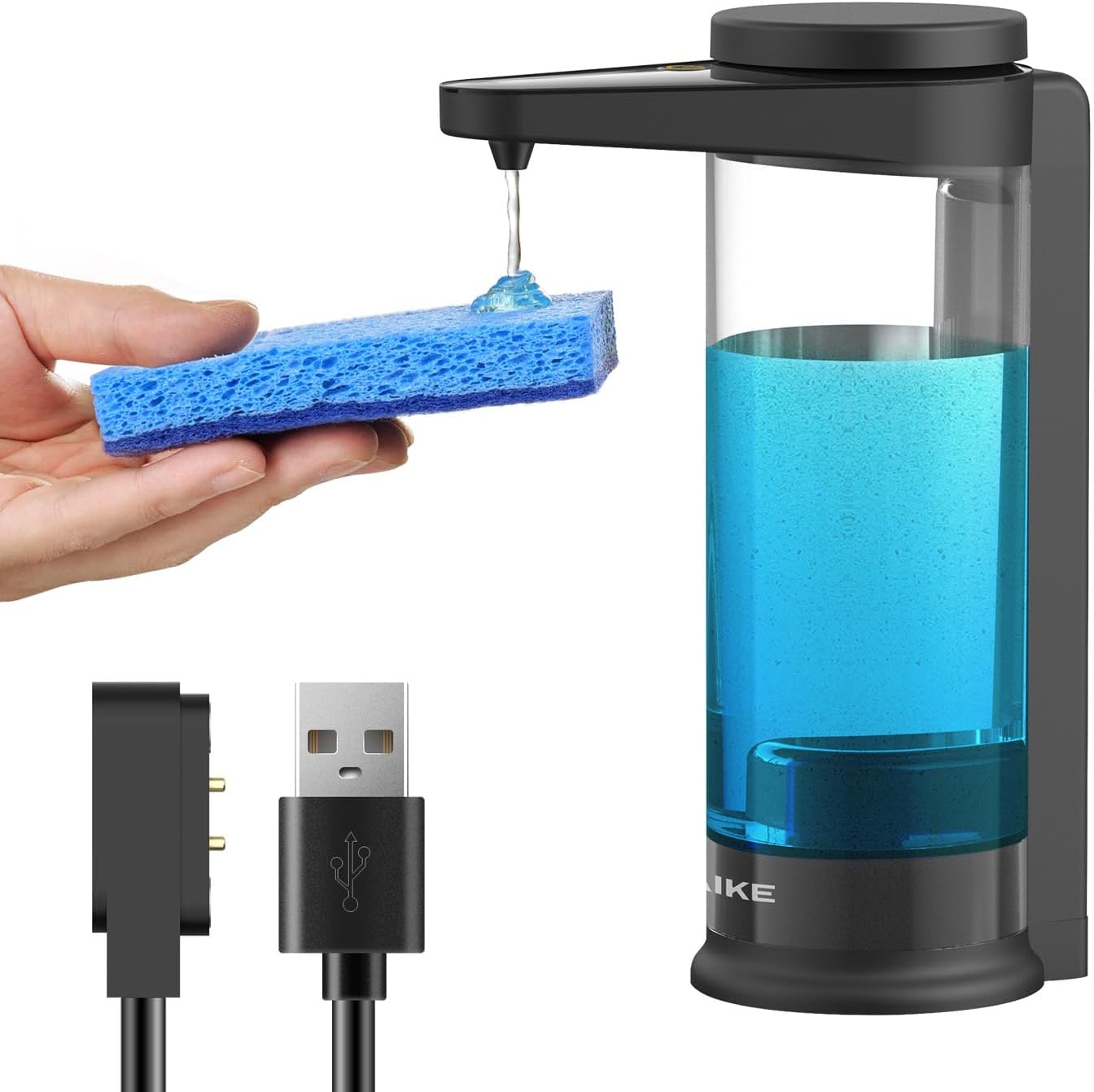 AIKE 17oz. Touch-Free Rechargeable Automatic Liquid Soap Dispenser for Kitchen Dish Soap