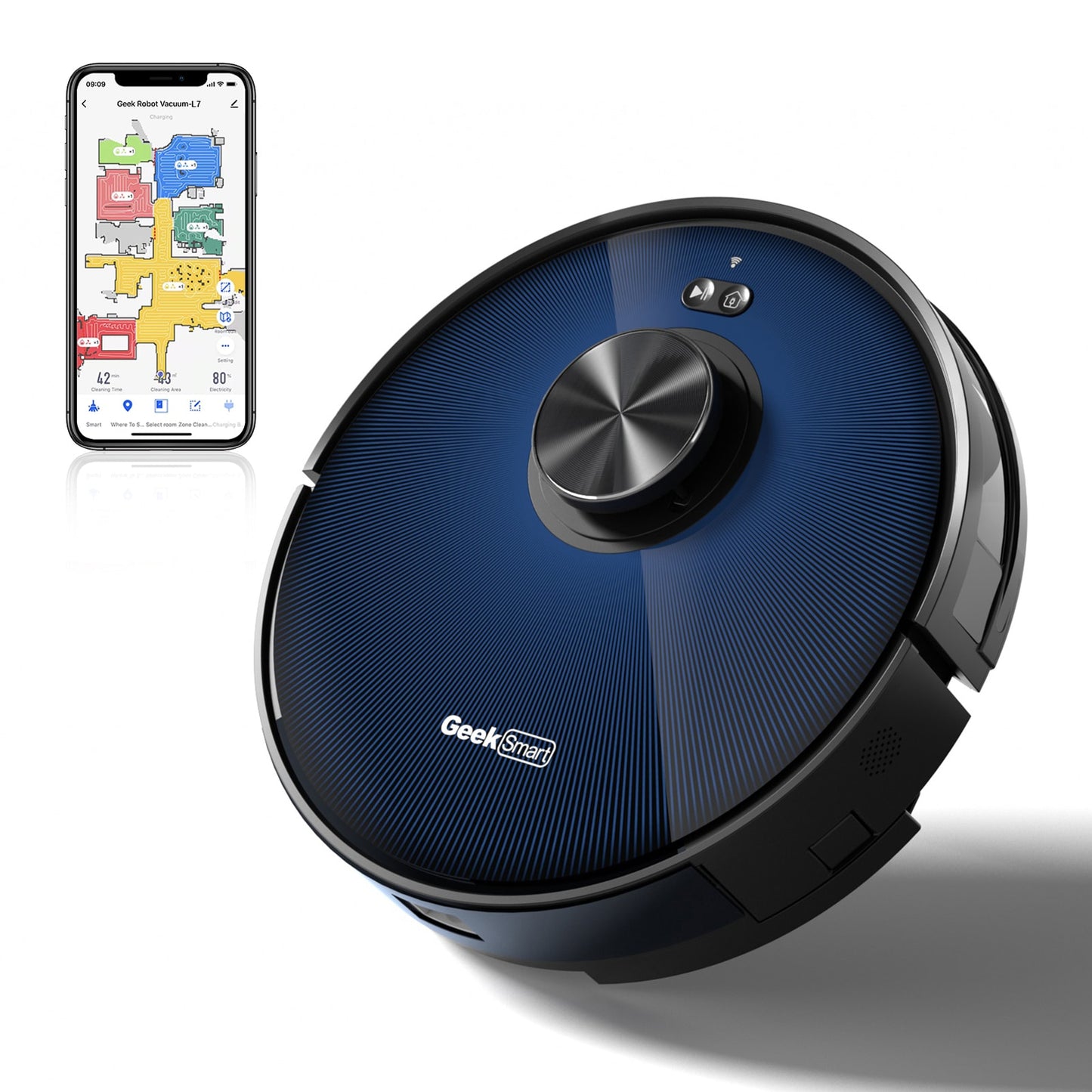 Kahomvis Auto Charging Pet Robotic Vacuum and Mop with HEPA Filter Self Emptying GBK-QPW1-728